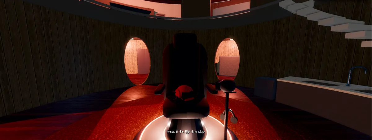 The ship's pilot seat under a ring of light