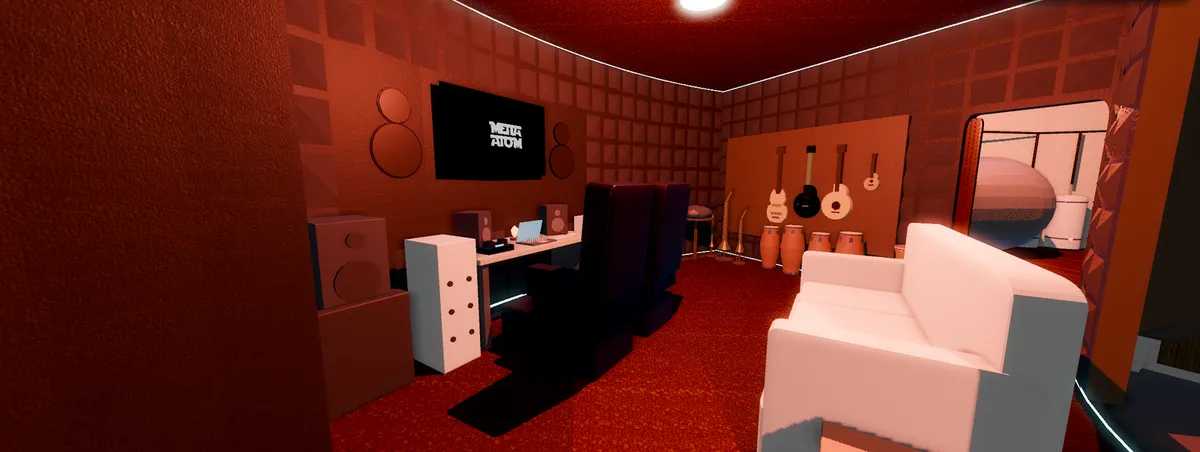 The studio with instruments and monitors